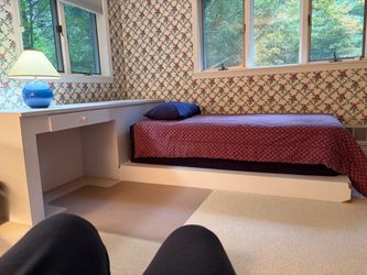 White Formica twin bedroom set.