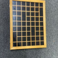 Vintage glass Wood Display Case Table Top Or Wall Mount Hanging Thimble Mini Miniature Knick Knack Cubby Nice 