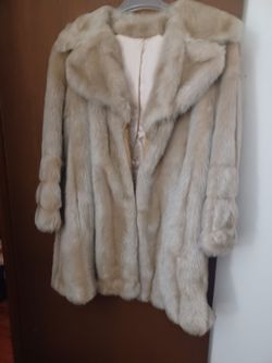 Cream Fur Coat with Satin Lining