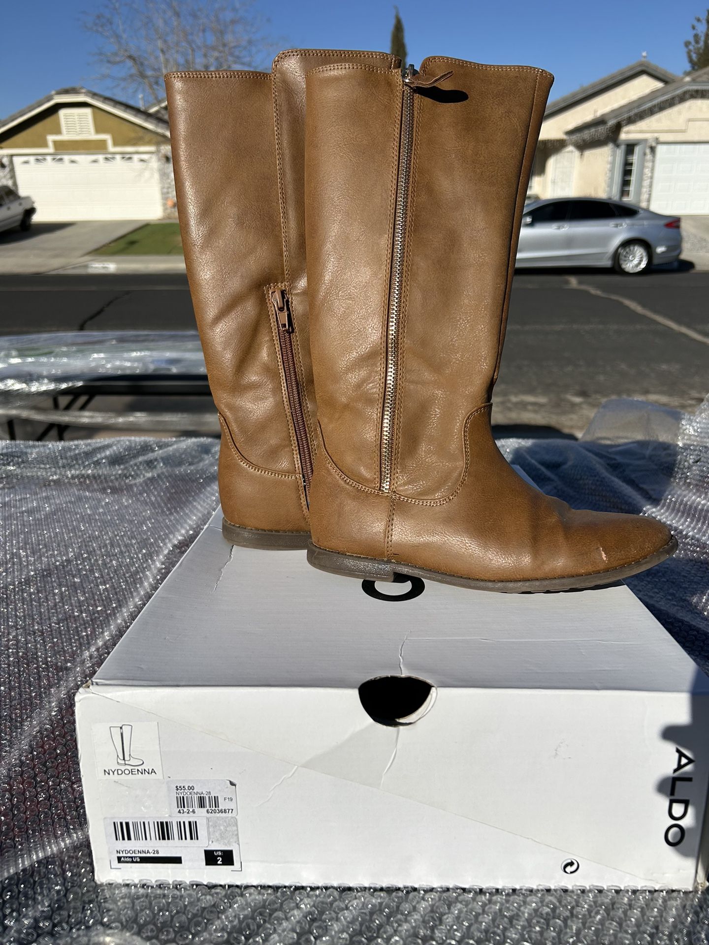 ALDO BOOTS ALDO NYDOENNA BROWN ZIP BOOTS YOUTH GIRL’S SIZE 2