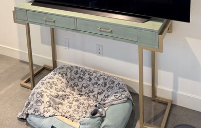 Console Table - sage and gold.