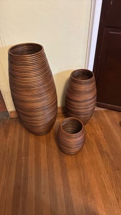 Coiled Rattan Vases