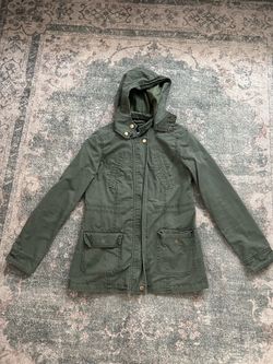 Olive Green Hooded Military Utility Jacket