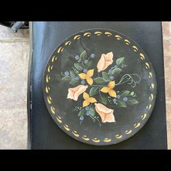 Wood Hand Painted Plate