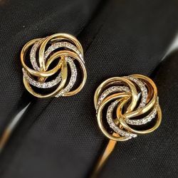 14k yellow gold umbrella natural diamonds 0.40CTW clip on earrings
