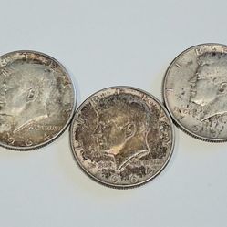 90% Silver Kenney Half Dollars (3)