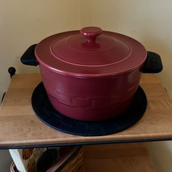 Longaberger Flameware PAPRIKA Pottery LG 2.25 QT Dutch Oven Woven Traditions