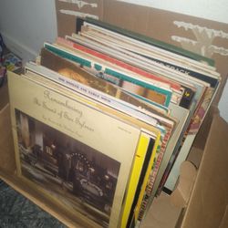 Box of 45 records 
