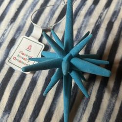 Christmas Ornament Brand New Teal Blue Star Santa Reindeer Holiday Gift Tree Christmas