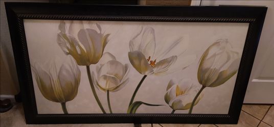 Soft White Blooming Tulips Botanical & Floral Painting