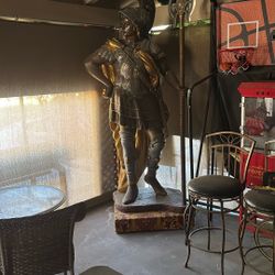 9' Tall Bronze Statue Of A Trojan Soldier 