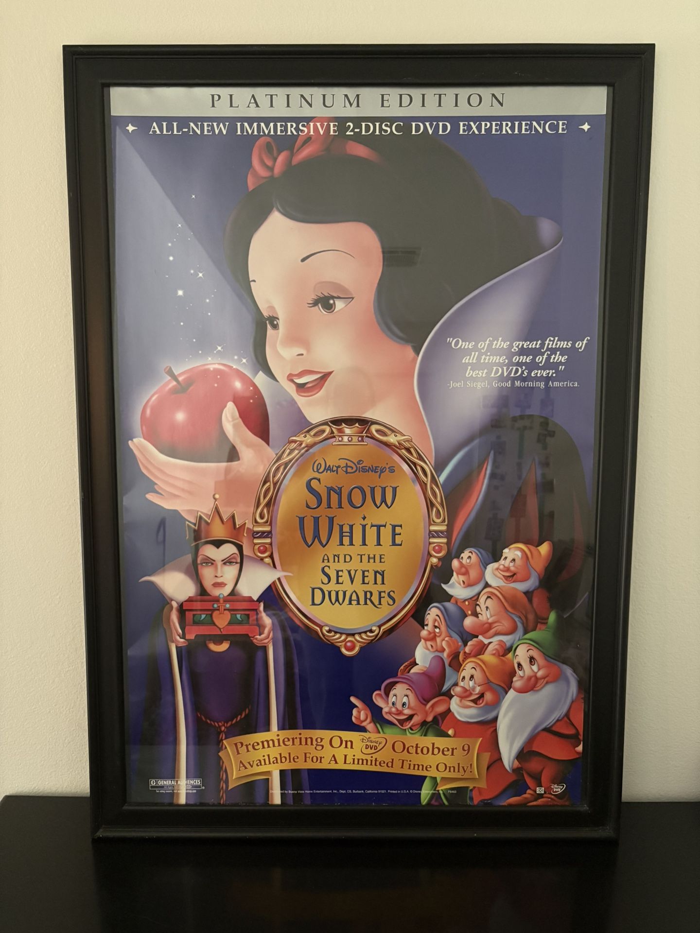 Disney Animated Snow White Poster in Decorative Black Frame - $40 OBO