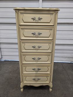 Vintage French Provincial Cream Five-Drawer Lingerie Chest