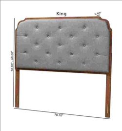 King Size Headboard Gray Tufted NEW