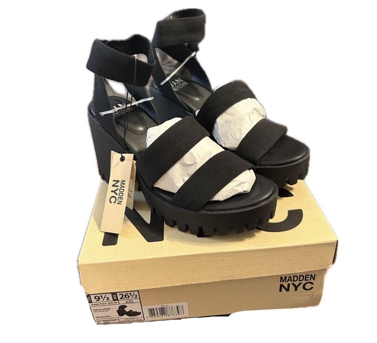 Madden NYC Women's Lug Heel Sandals Black 9½