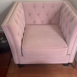 Pink Velvet Accent Chair 