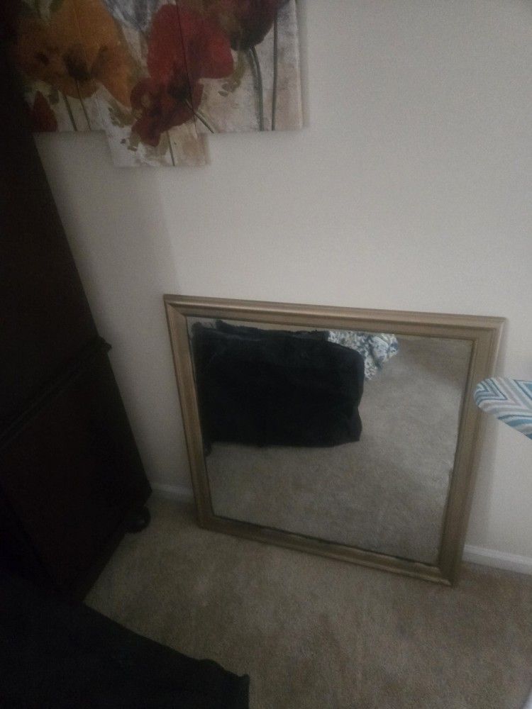 Wall Mirror Gold Painted To Look Vintage 