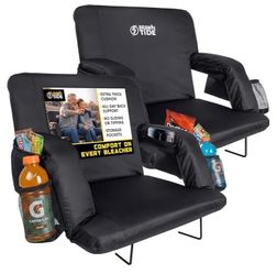 Stadium Seat for Bleachers with Back Support - Wide Padded Reclining Bleacher Seat, Portable Folding Stadium Chair with Armrests, Hooks