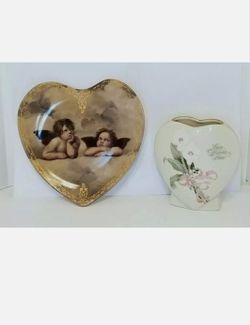 Bradford Exchange Heart Raphael Collector Plate and Vase Love Forever True Gift CHRISTMAS PRESENTS HOLIDAY GIFTS