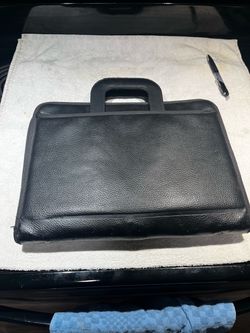 Black Pebbled Leather Briefcase Portfolio Bag