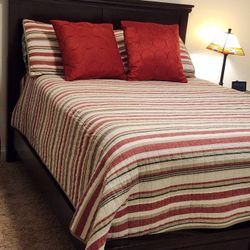 Full-Size Wood Bed Frame + Matching Nightstand - $220