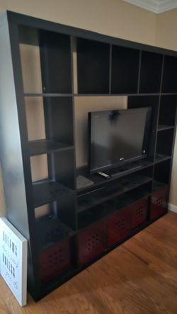 Large Black Entertainment Center / TV Wall Unit