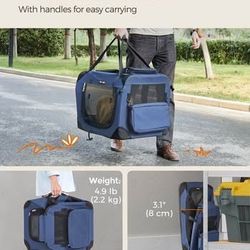 New 24 Inches Collapsible Soft Dog Crate Blue