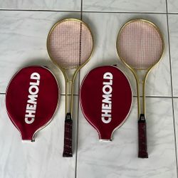 2 CHEMOLD vintage Tennis Rackets With Covers 