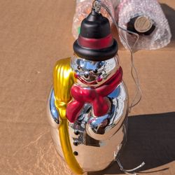 Large Glass Blown Snowman Ornament 
