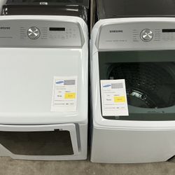 SAMSUNG 5.2 cu. ft. Washer w/Impeller & Super Speed Wash, 7.4 cu. ft. Vented Electric Dryer w/Steam 