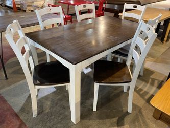 ASHLEY 2-Tone White & Espresso 6-Seater Dining Set