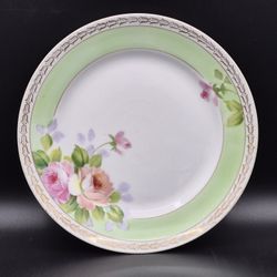 Vintage Nippon Porcelain China Hand Painted Floral Plate, 7.75"
