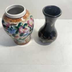 Two pieces of vintage porcelain vases