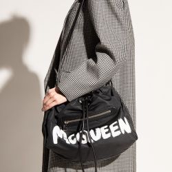 Alexander McQueen Medium The Bundle Grafitti Messenger Bag Black Orange White