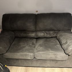 Grey Suede Couch And Love Seat