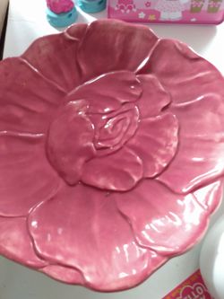 Pink Rose Ceramic Cake Plate