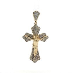 1ctw Diamond 10k Yellow Gold 2-inch Crucifix Cross Pendant 11058126