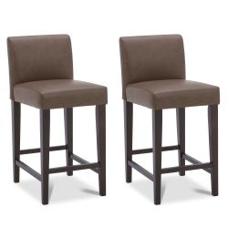CHITA 25 inch Bar Stools Set of 2, Faux Leather in Chocolate Brown