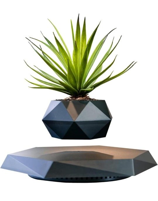 Levitating Plant Pot, Magnetic Levitation Flower Pot Rotating Planters Suspensio