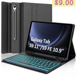 😀 FARYODI Keyboard Case for Samsung Galaxy Tab S10 FE 5G 10.9 inch 2025/ S9 FE 10.9" 2023/S9 11 Inch 2023,7 Colors Backlit Detachable Wireless Keyboa