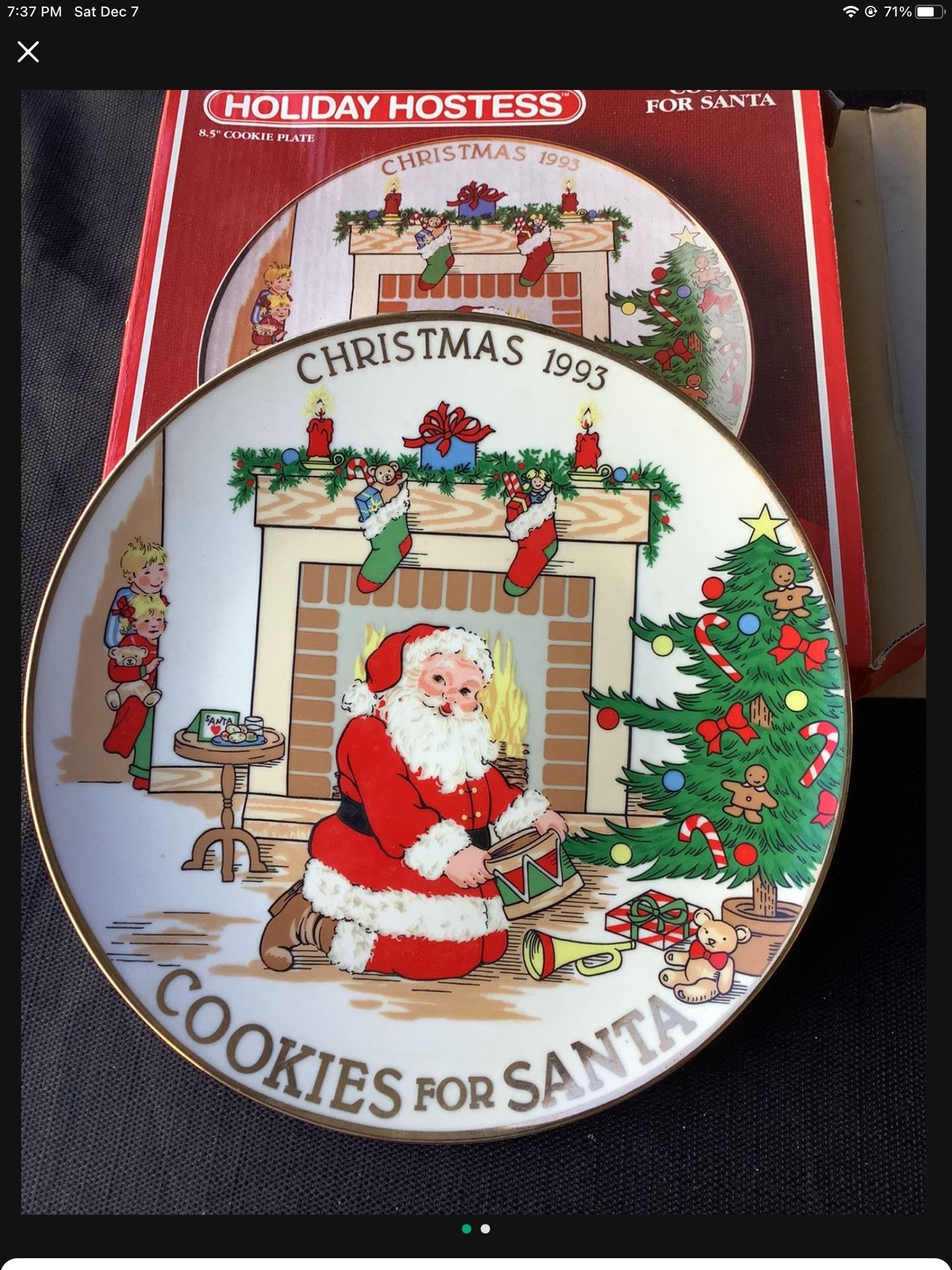 Vintage Christmas Plate Cookies For Santa 1993 Ceramic 8.5”