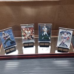 DALLAS COWBOYS SET OF 4 FOOTBALL CARDS 1990'S WITH DISPLAY STAND