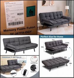 BRAND NEW Memory Foam Futon Sofa Bed – Still in Box!