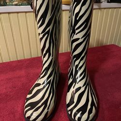 Rain Boots Zebra Print Rubber