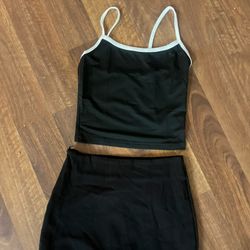 Black Spaghetti Strap Tank Top Plus Black Skirt Size Small Brand New!