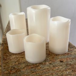Flameless candles, set of five, battery operated