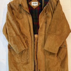 Barn Coat Suede Leather Hunting Chore Quilted Lining Sz M