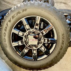 New 2026 20” GMC Sierra 2500 AT4 OEM HD Wheels and Goodyear Tires 100% Tread