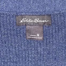 Ladies Long Cardigan. Eddie Bauer, Medium, Dusty Blue.