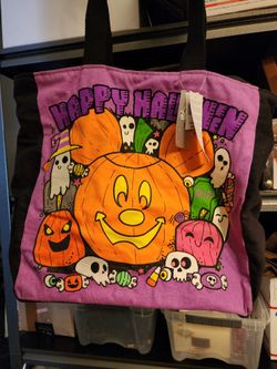 Disney Parks Disneyland Halloween Mickey Pumpkin Reusable Zipper Tote NWT

